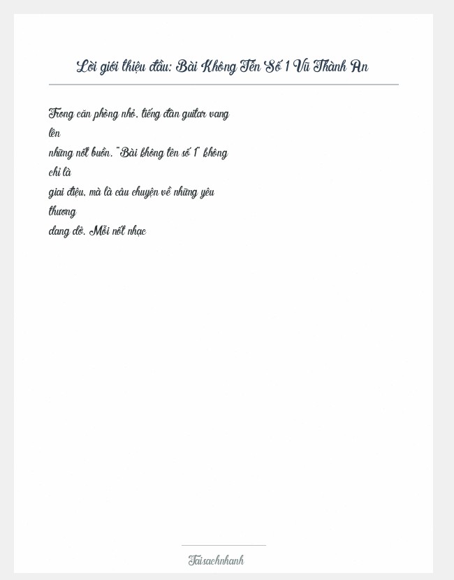 Trích đoạn Bài Không Tên Số 1 Vũ Thành An
