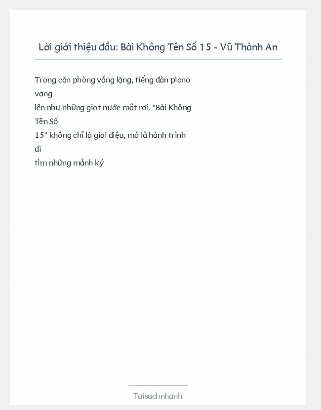 Trích đoạn Bài Không Tên Số 15 - Vũ Thành An