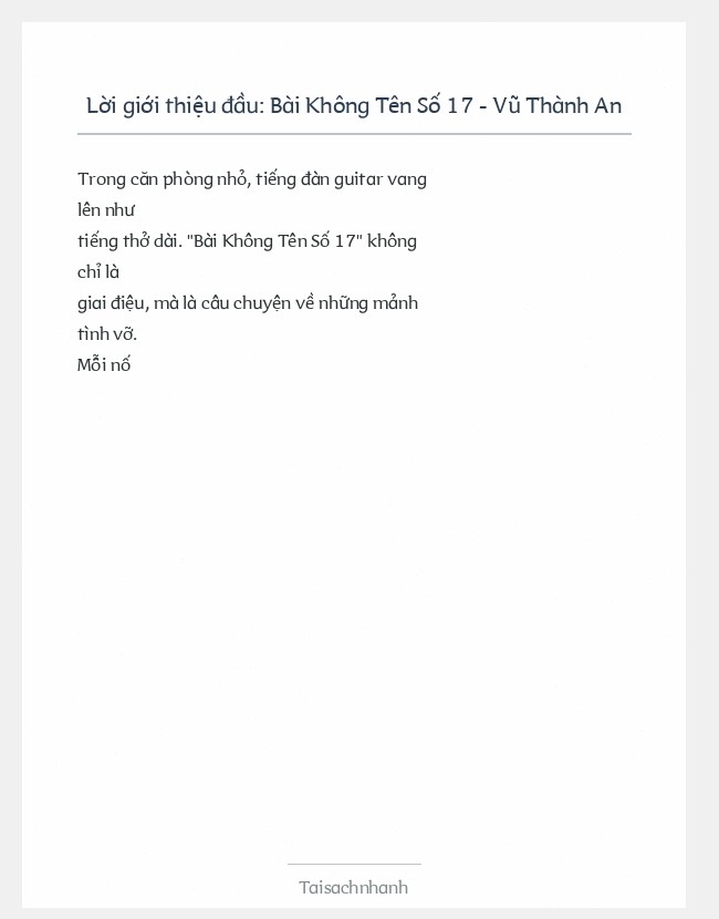 Trích đoạn Bài Không Tên Số 17 - Vũ Thành An