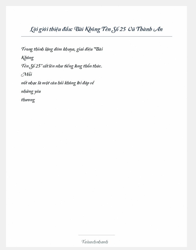 Trích đoạn Bài Không Tên Số 25 Vũ Thành An