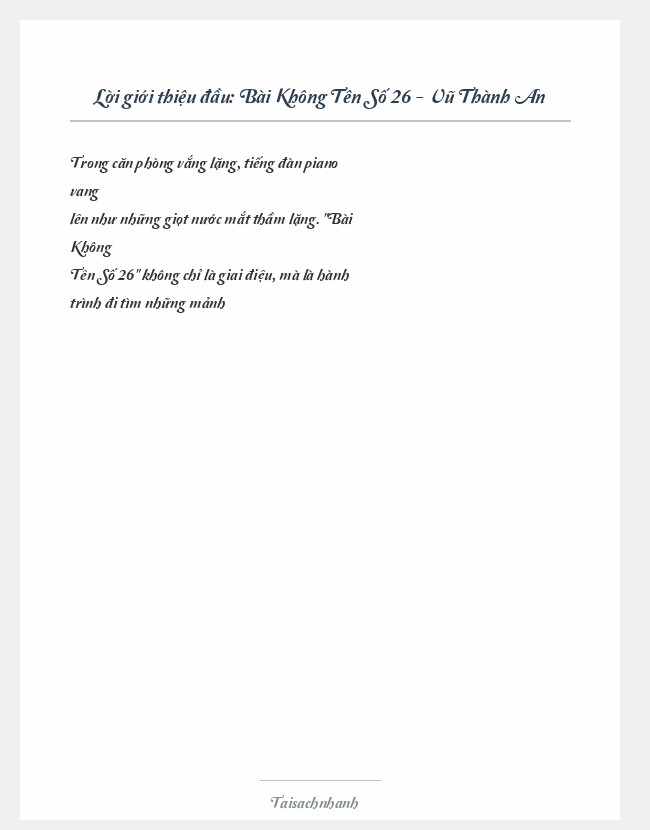 Trích đoạn Bài Không Tên Số 26 - Vũ Thành An