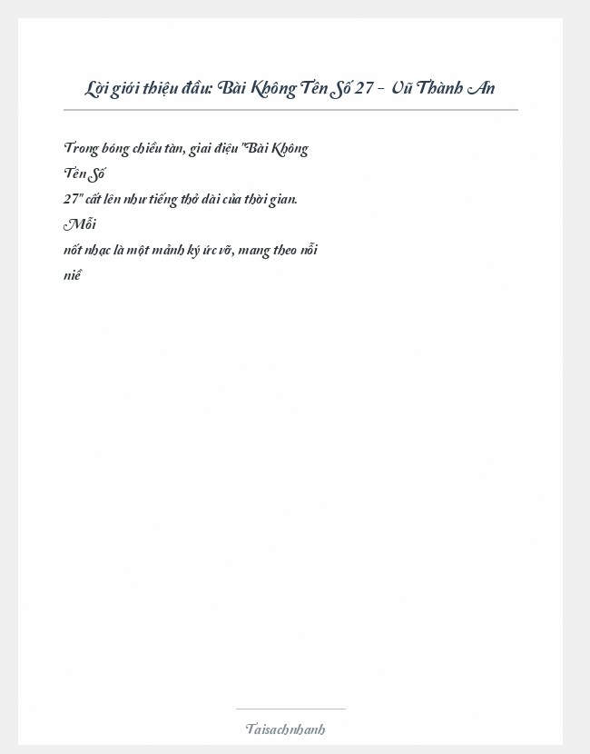 Trích đoạn Bài Không Tên Số 27 - Vũ Thành An