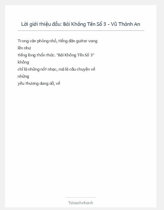 Trích đoạn Bài Không Tên Số 3 - Vũ Thành An