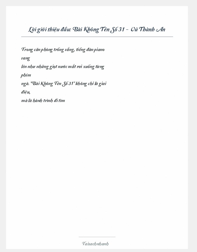 Trích đoạn Bài Không Tên Số 31 - Vũ Thành An
