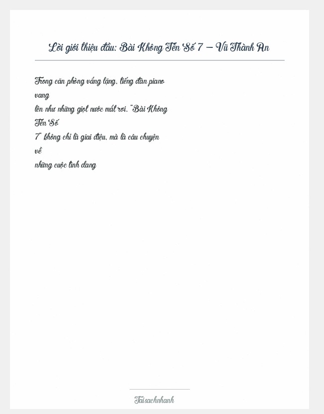 Trích đoạn Bài Không Tên Số 7 - Vũ Thành An