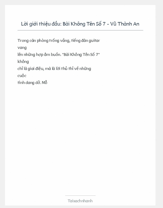 Trích đoạn Bài Không Tên Số 7 - Vũ Thành An