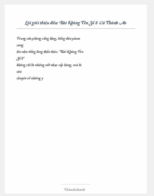 Trích đoạn Bài Không Tên Số 8 Vũ Thành An