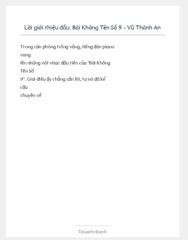 Trích đoạn Bài Không Tên Số 9 - Vũ Thành An
