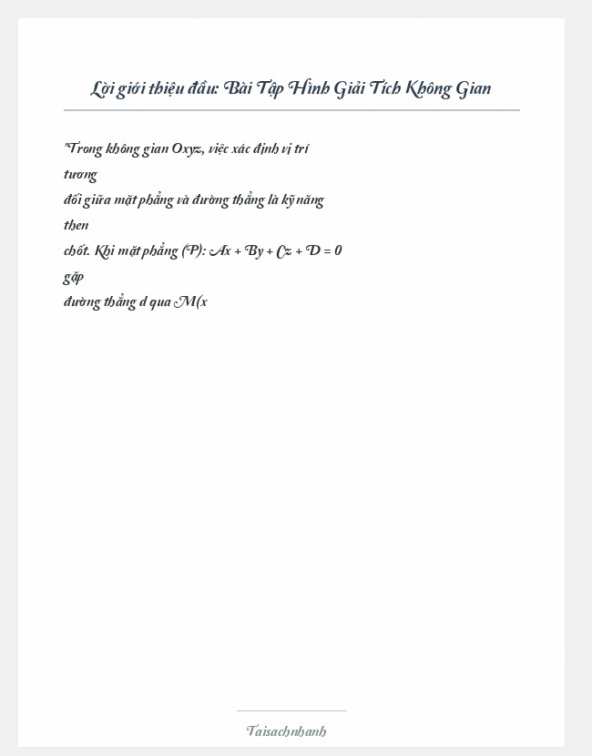 Trích đoạn Bài Tập Hình Giải Tích Không Gian