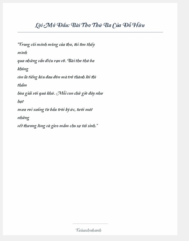 Trích đoạn Bài Thơ Thứ Ba Của Đỗ Hữu