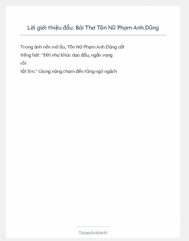 Trích đoạn Bài Thơ Tôn Nữ Phạm Anh Dũng