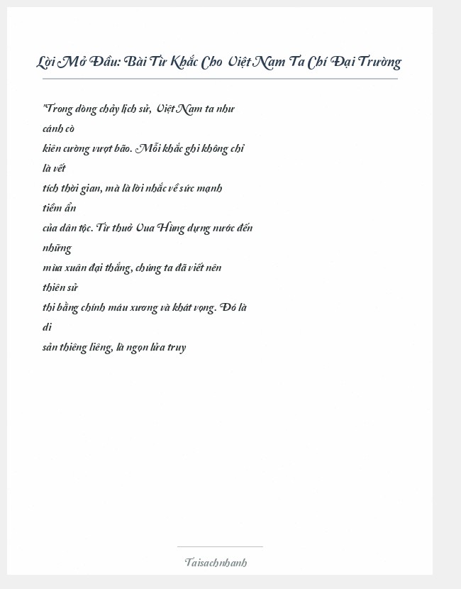 Trích đoạn Bài Từ Khắc Cho Việt Nam Ta Chí Đại Trường