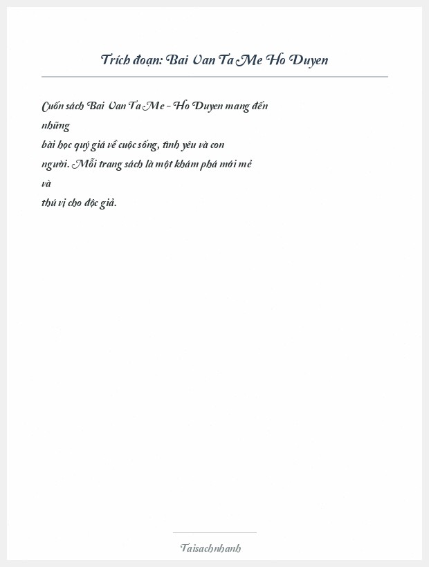 Trích đoạn Bai Van Ta Me Ho Duyen