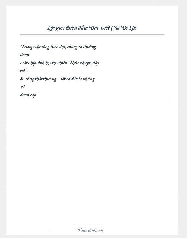 Trích đoạn Bài Viết Của Bs Llh