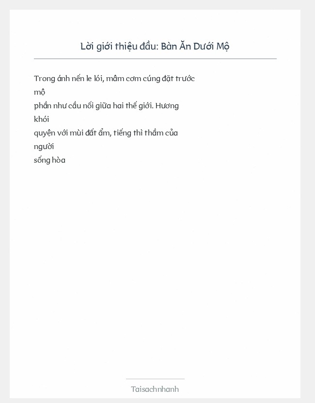 Trích đoạn Bàn Ăn Dưới Mộ