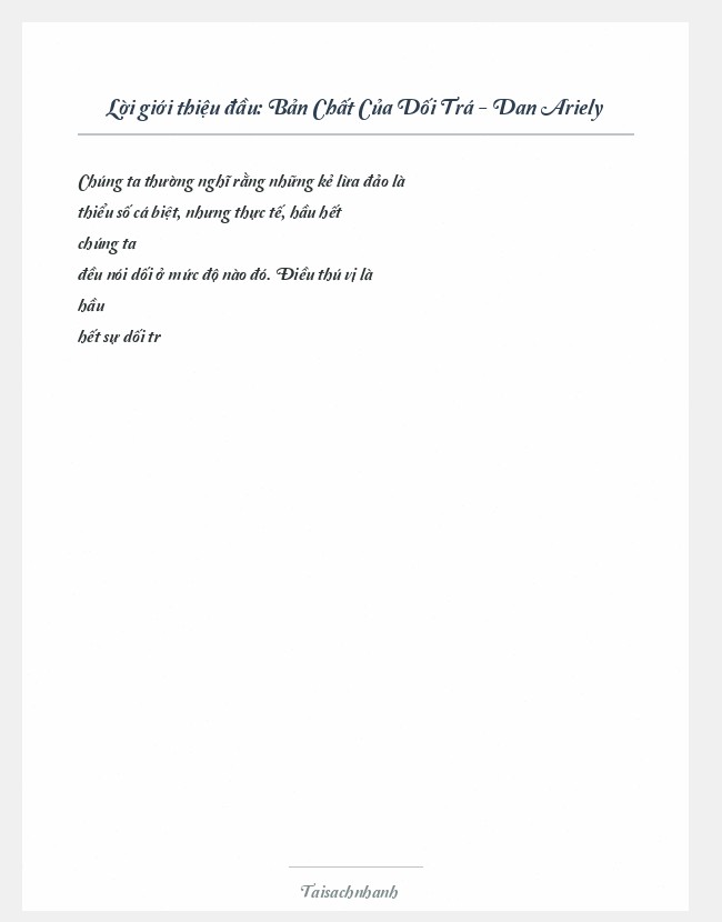 Trích đoạn Bản Chất Của Dối Trá - Dan Ariely