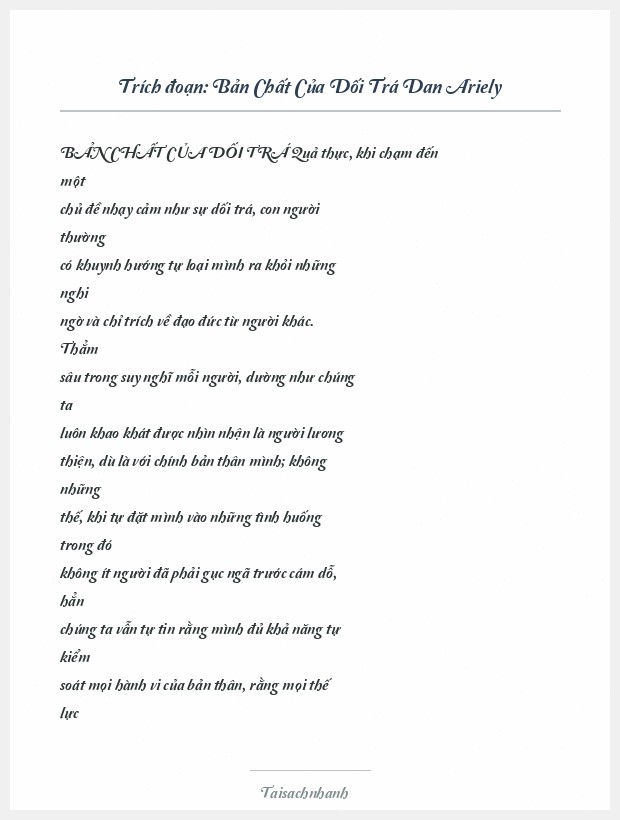 Trích đoạn Bản Chất Của Dối Trá Dan Ariely