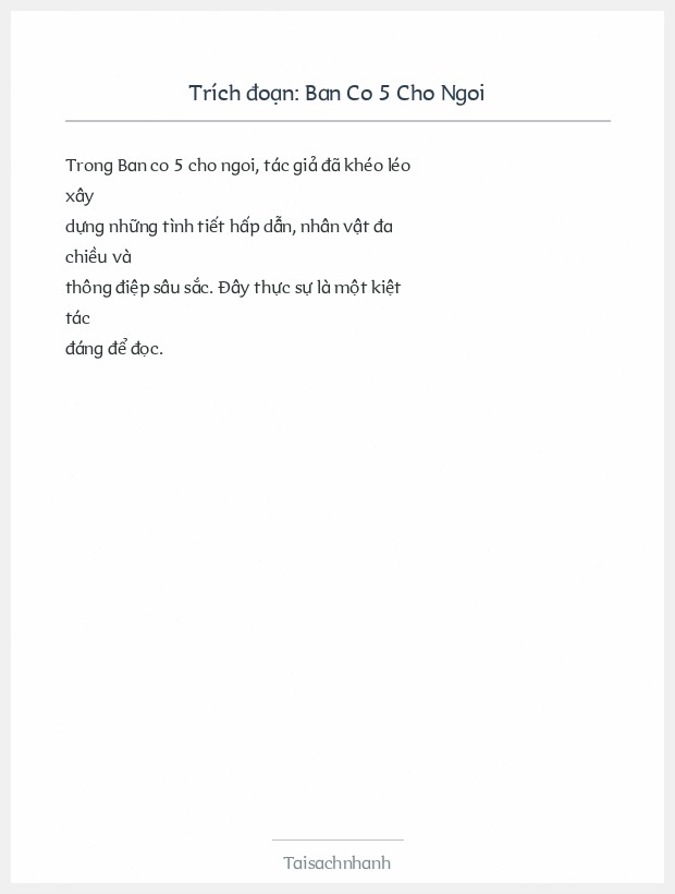 Trích đoạn Ban Co 5 Cho Ngoi