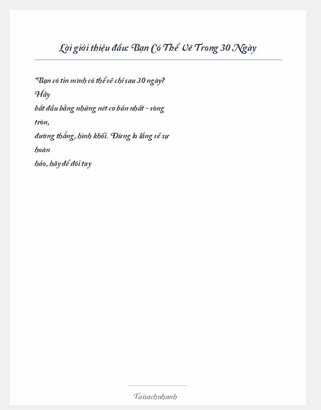 Trích đoạn Bạn Có Thể Vẽ Trong 30 Ngày