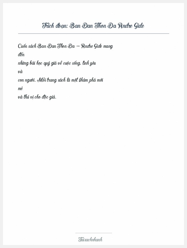 Trích đoạn Ban Dan Thon Da Andre Gide