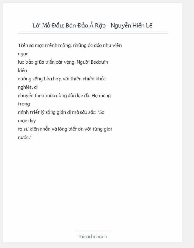 Trích đoạn Bán Đảo Ả Rập - Nguyễn Hiến Lê