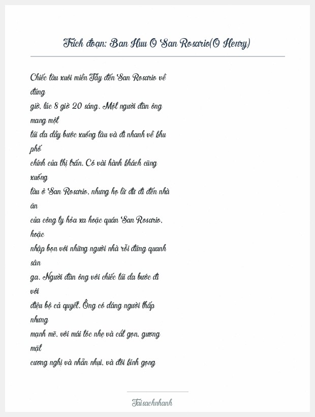Trích đoạn Ban Huu O San Rosario(O Henry)