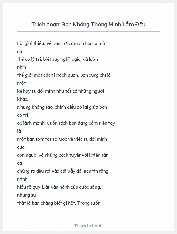 Trích đoạn Bạn Không Thông Minh Lắm Đâu