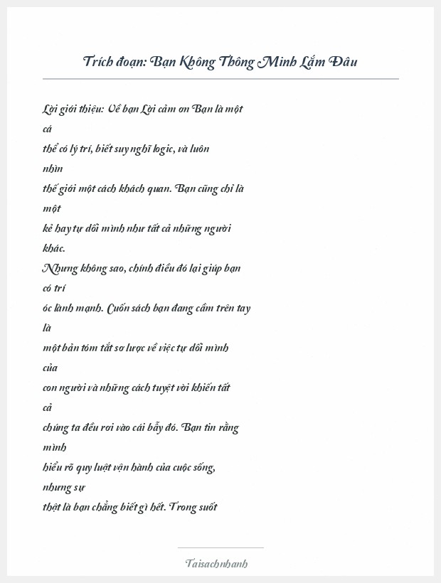 Trích đoạn Bạn Không Thông Minh Lắm Đâu