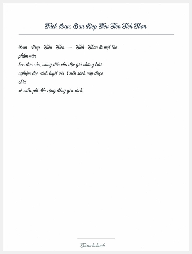 Trích đoạn Ban Kiep Tieu Tien Tich Than