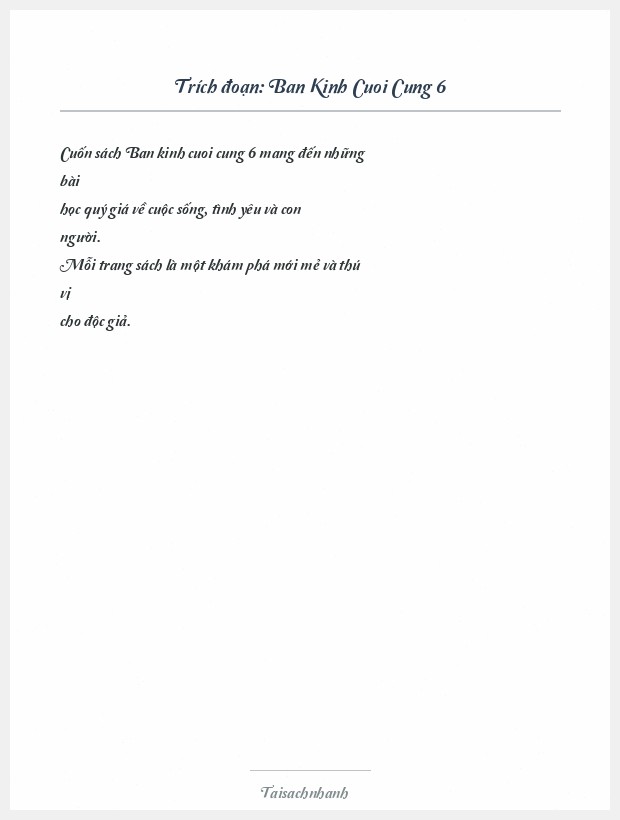 Trích đoạn Ban Kinh Cuoi Cung 6