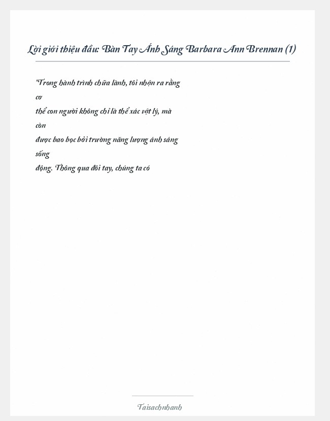 Trích đoạn Bàn Tay Ánh Sáng Barbara Ann Brennan (1)