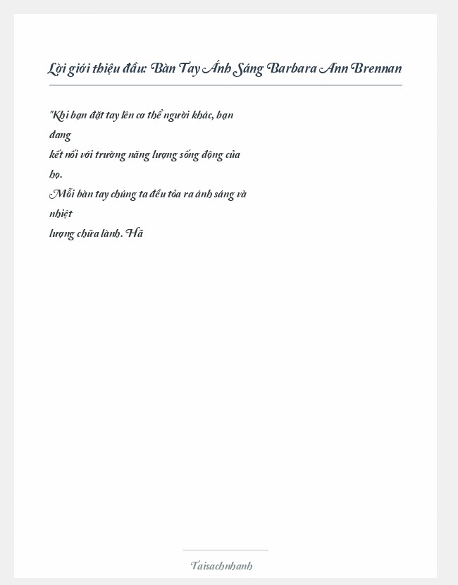 Trích đoạn Bàn Tay Ánh Sáng Barbara Ann Brennan