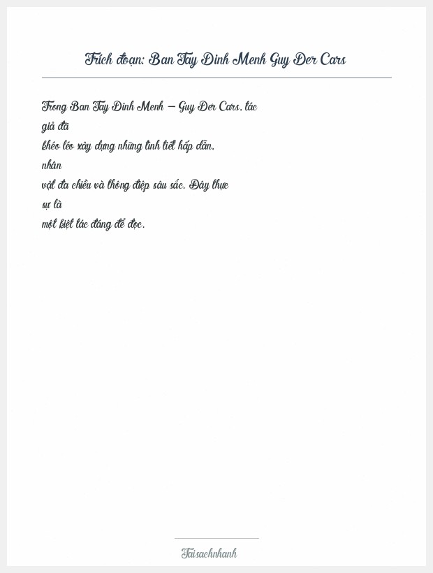 Trích đoạn Ban Tay Dinh Menh Guy Der Cars