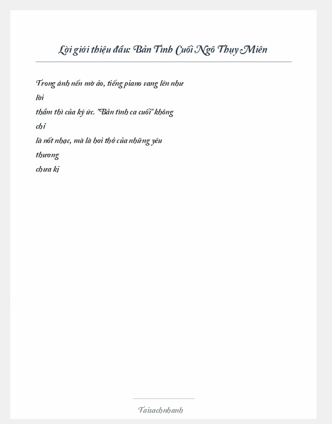Trích đoạn Bản Tình Cuối Ngô Thụy Miên
