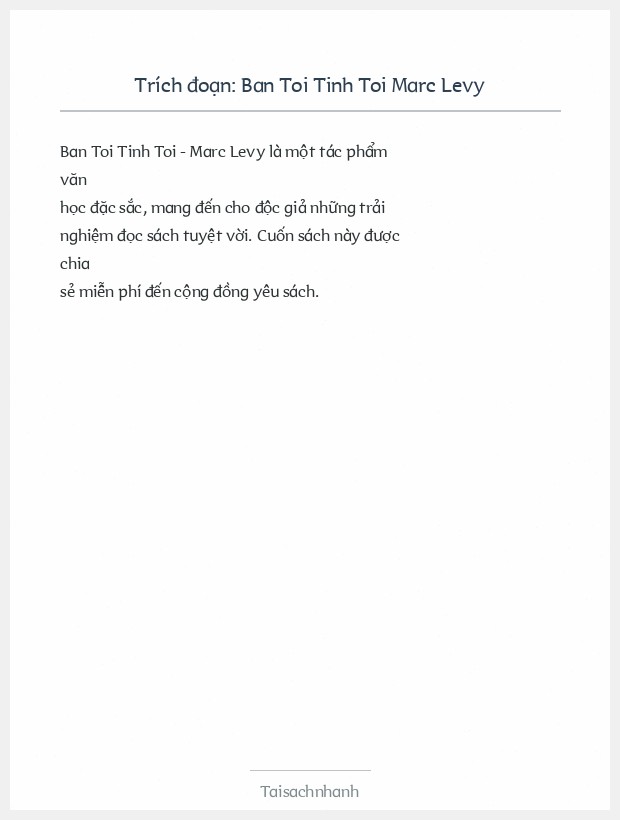 Trích đoạn Ban Toi Tinh Toi Marc Levy
