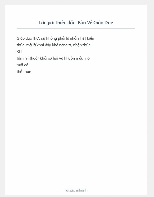 Trích đoạn Bàn Về Giáo Dục