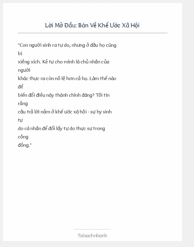 Trích đoạn Bàn Về Khế Ước Xã Hội