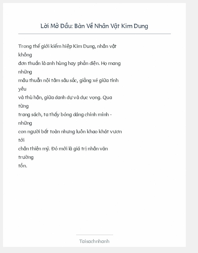 Trích đoạn Bàn Về Nhân Vật Kim Dung