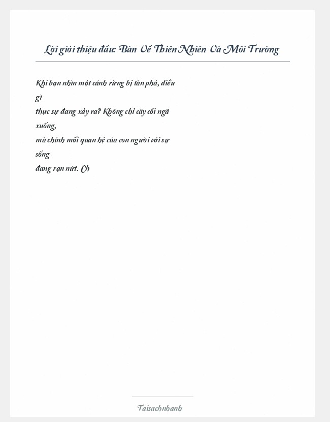 Trích đoạn Bàn Về Thiên Nhiên Và Môi Trường