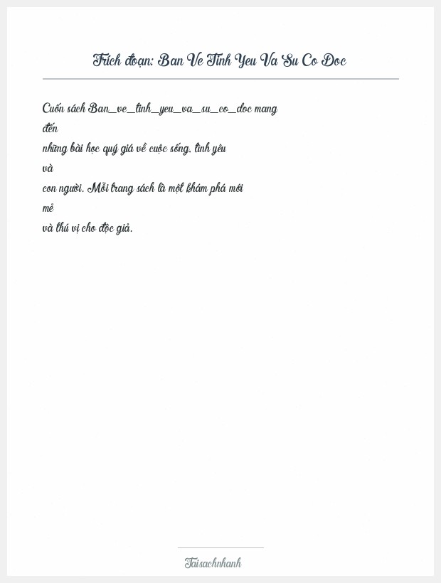 Trích đoạn Ban Ve Tinh Yeu Va Su Co Doc