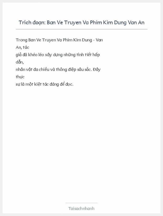 Trích đoạn Ban Ve Truyen Va Phim Kim Dung Van An
