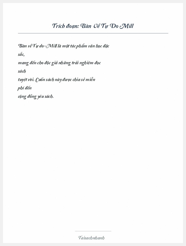 Trích đoạn Bàn Về Tự Do Mill