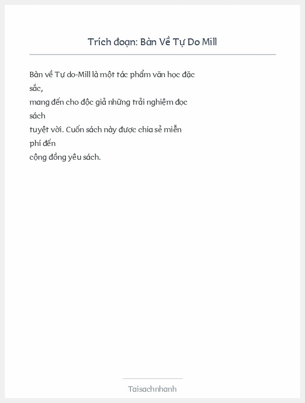 Trích đoạn Bàn Về Tự Do Mill
