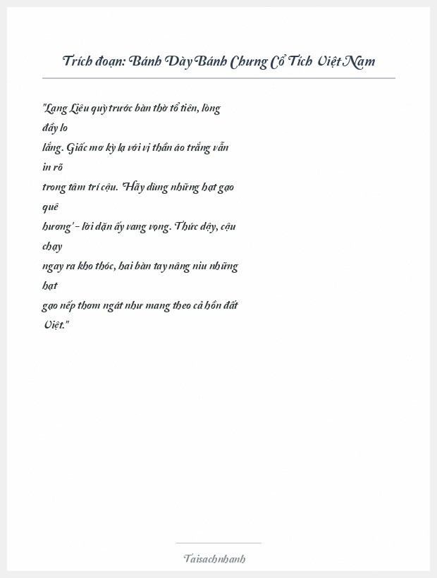 Trích đoạn Bánh Dày Bánh Chưng Cổ Tích Việt Nam