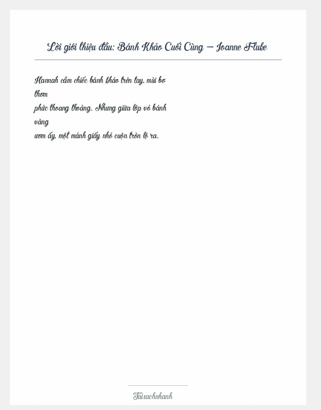 Trích đoạn Bánh Khảo Cuối Cùng - Joanne Fluke
