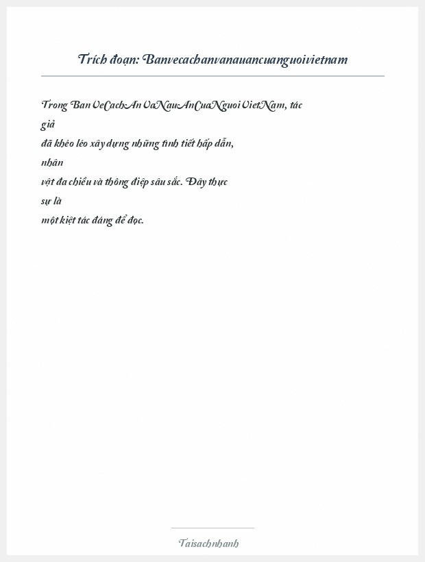 Trích đoạn Banvecachanvanauancuanguoivietnam