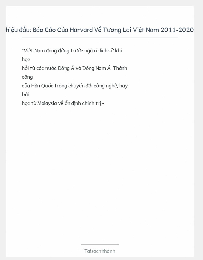 Trích đoạn Báo Cáo Của Harvard Về Tương Lai Việt Nam 2011-2020 150108