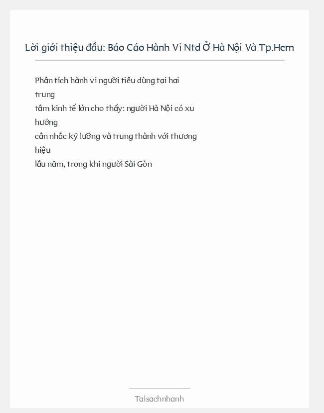 Trích đoạn Báo Cáo Hành Vi Ntd Ở Hà Nội Và Tp.Hcm