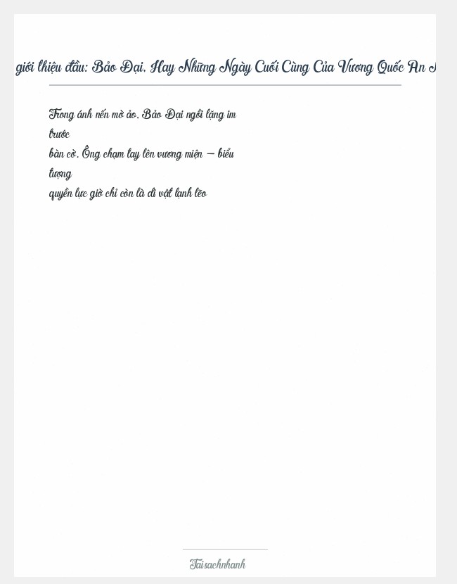 Trích đoạn Bảo Đại, Hay Những Ngày Cuối Cùng Của Vương Quốc An Nam