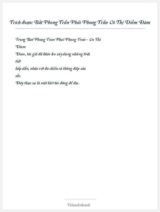 Trích đoạn Bắt Phong Trần Phải Phong Trần Võ Thị Diễm Đàm